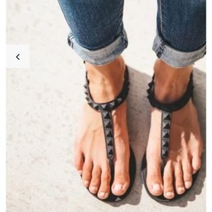 Qupid Studded Black Sandals